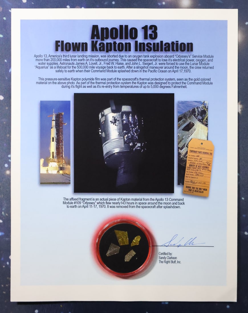 Apollo 13 Flown Kapton Foil Display on COA (1 of 2)