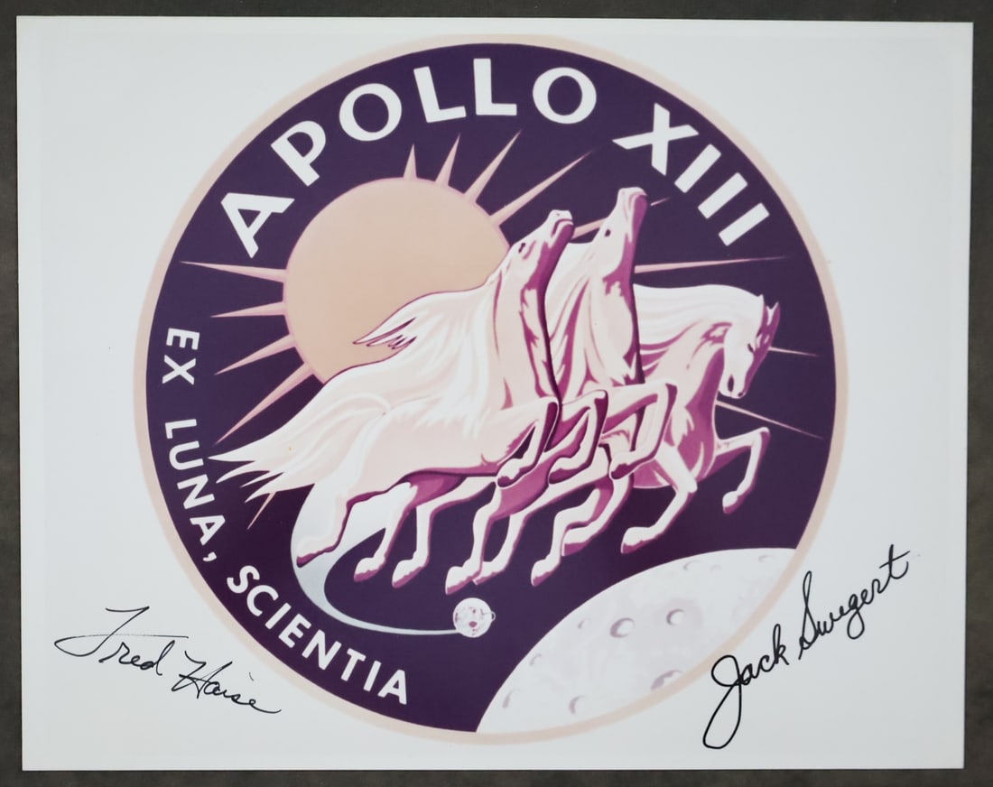 Vintage NASA Apollo 13 Emblem Haise & Swigert Signed Photograph (1 of 2)