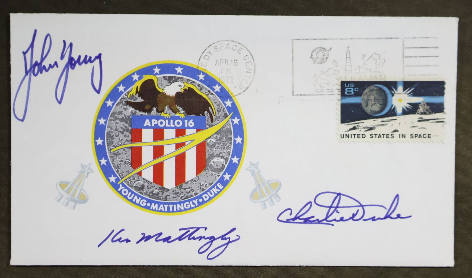 Apollo 16 Crew Signed Insurance Cover (1 of 2)