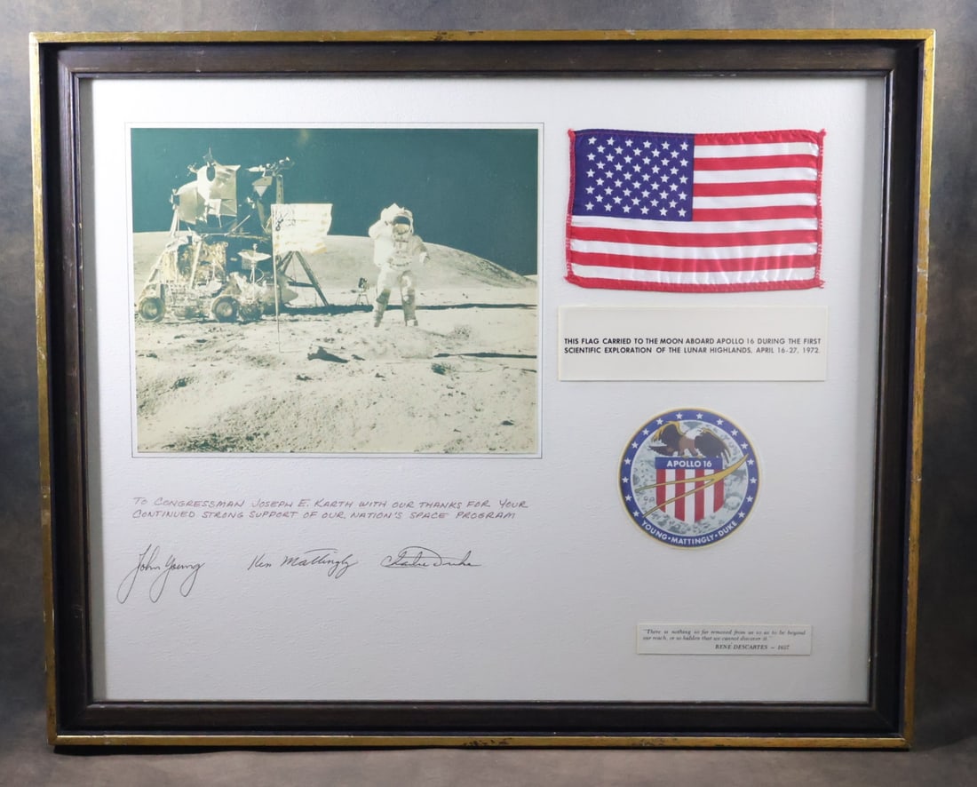 Apollo 16 Flown Flag Signed Display (1 of 4)
