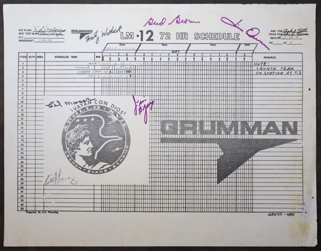 Apollo 17 Collection from Grumman Team Member with Signed Schedule Sheet (1 of 6)