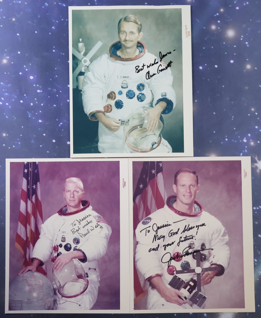 3 - Skylab NASA Red Numbered Astronaut Signed Photographs (1 of 2)