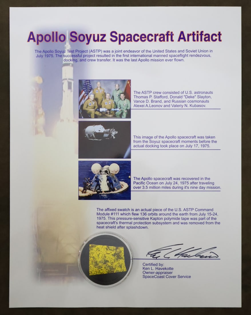 ASTP Flown Kapton Foil on COA (1 of 2)