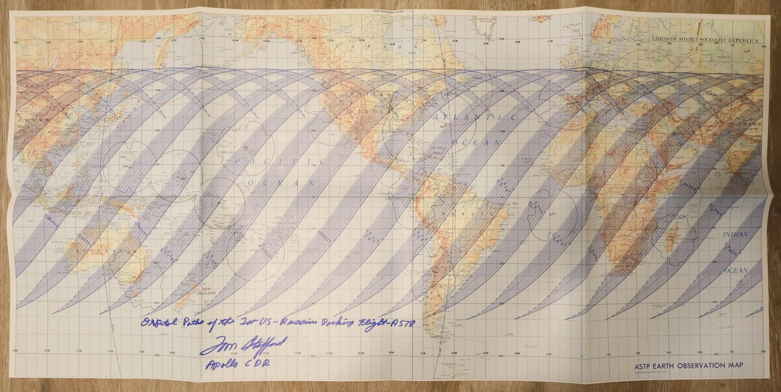 ASTP Earth Orbital Map Signed by Tom Stafford (1 of 2)