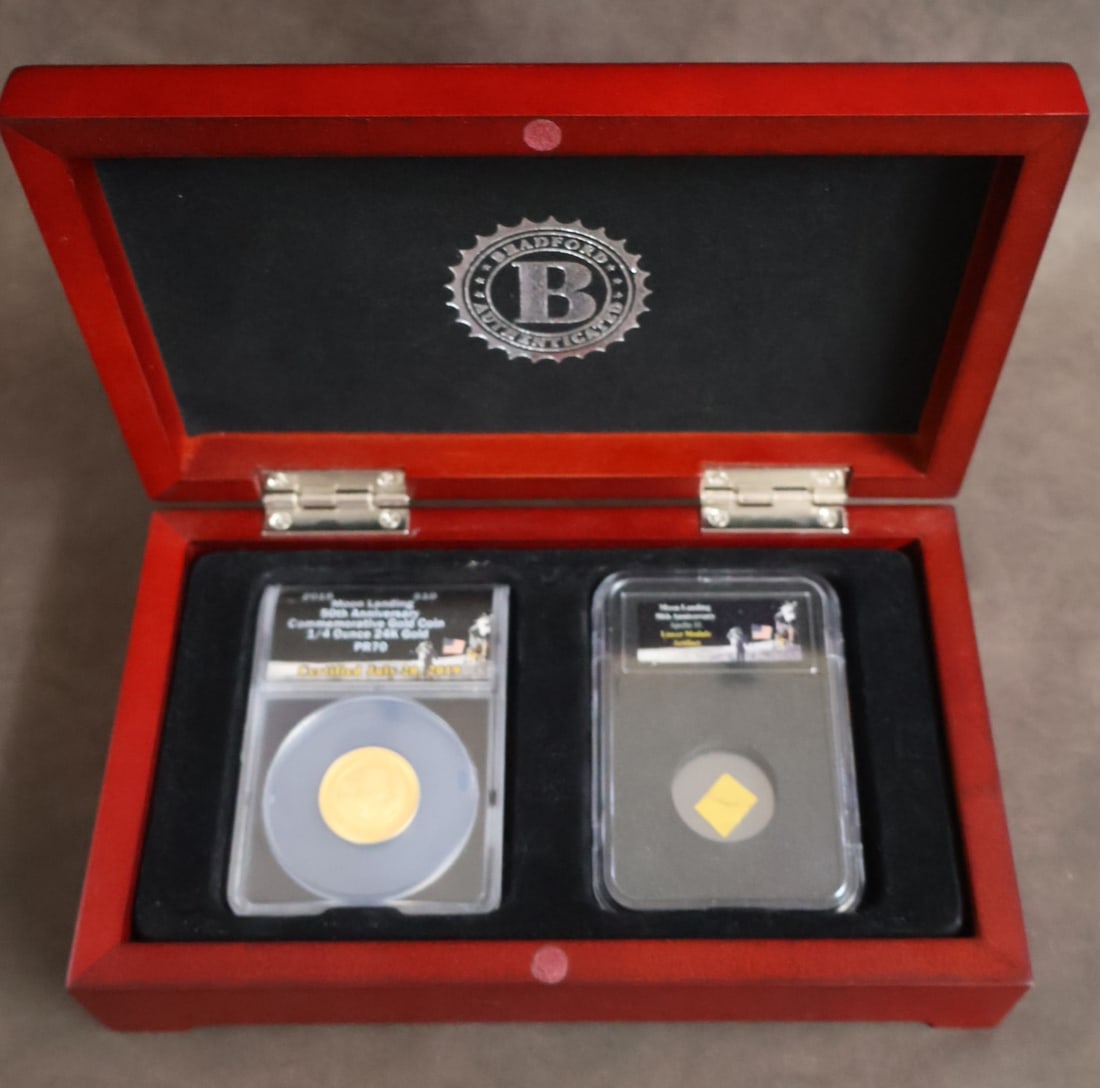 Apollo 11 Gold Coin & Kapton Foil 50th Anniversary Set Signed (1 of 6)