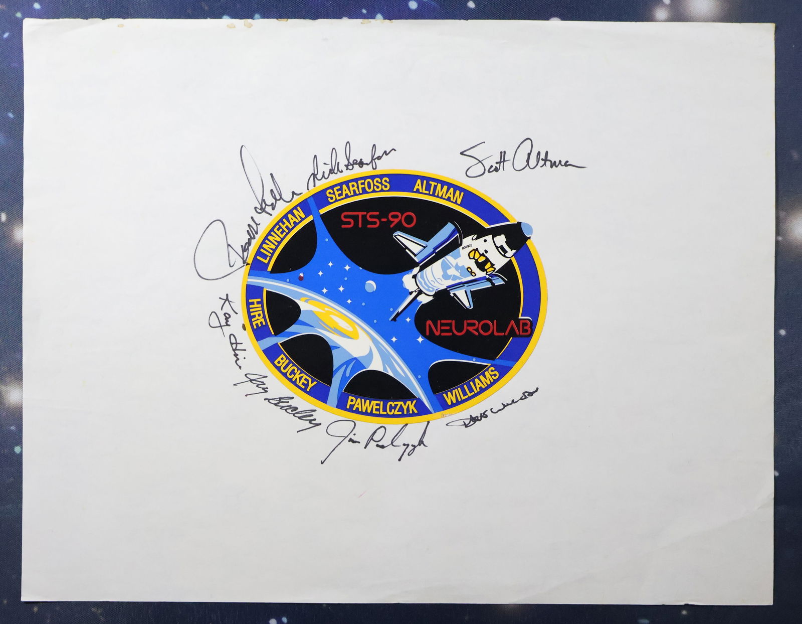 STS-90 Full Crew Signed Mission Logo Decal (1 of 2)