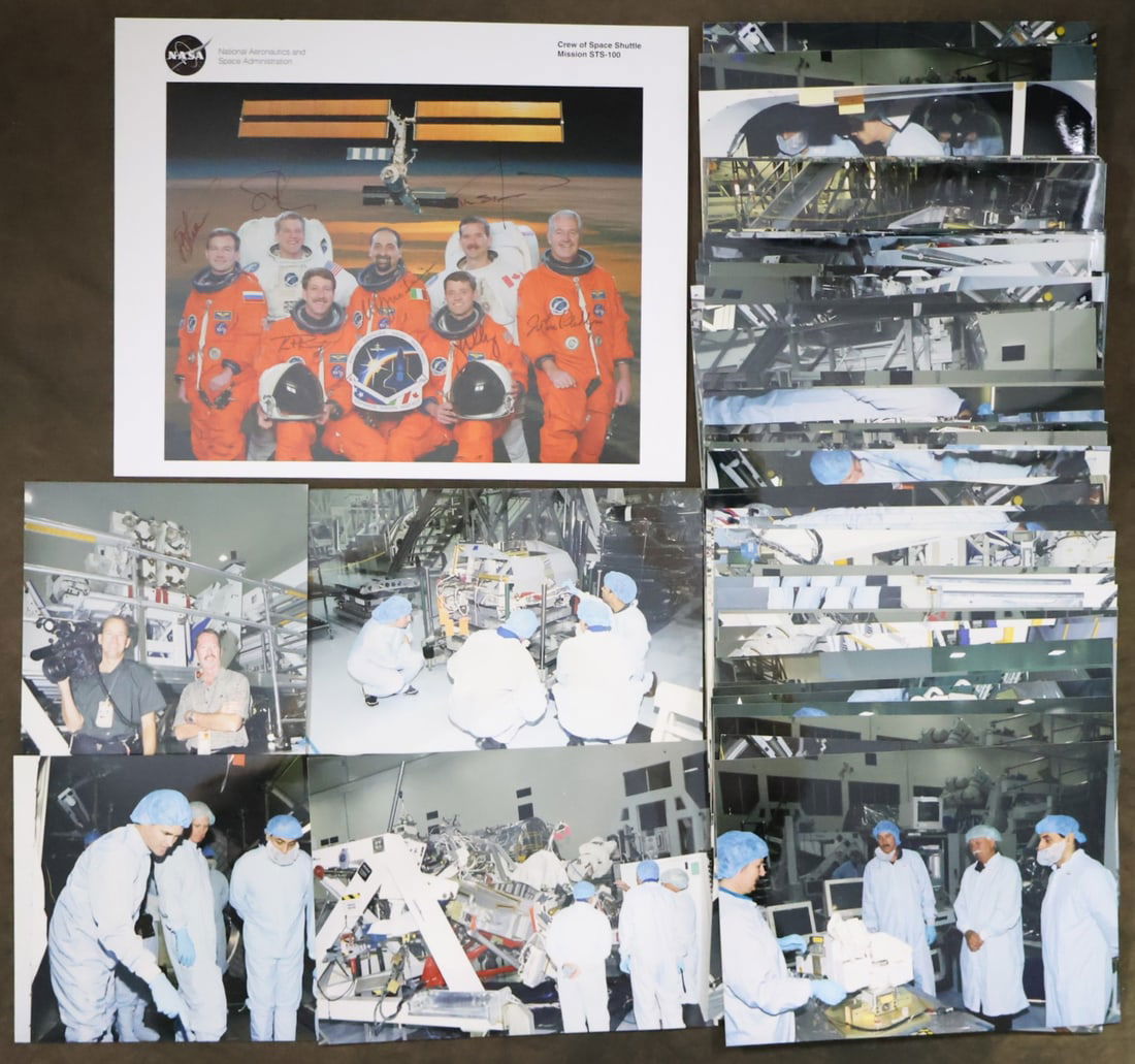 STS-100 Full Crew Signed NASA Lithograph & 58 Rare Behind the Scenes Photos (1 of 5)