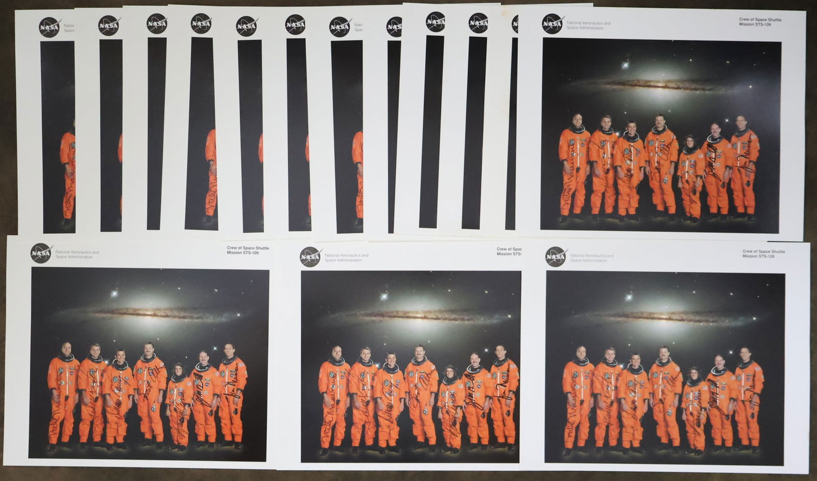 15 - STS-109 Full Crew Signed NASA Lithographs - Great Dealer Lot (1 of 2)