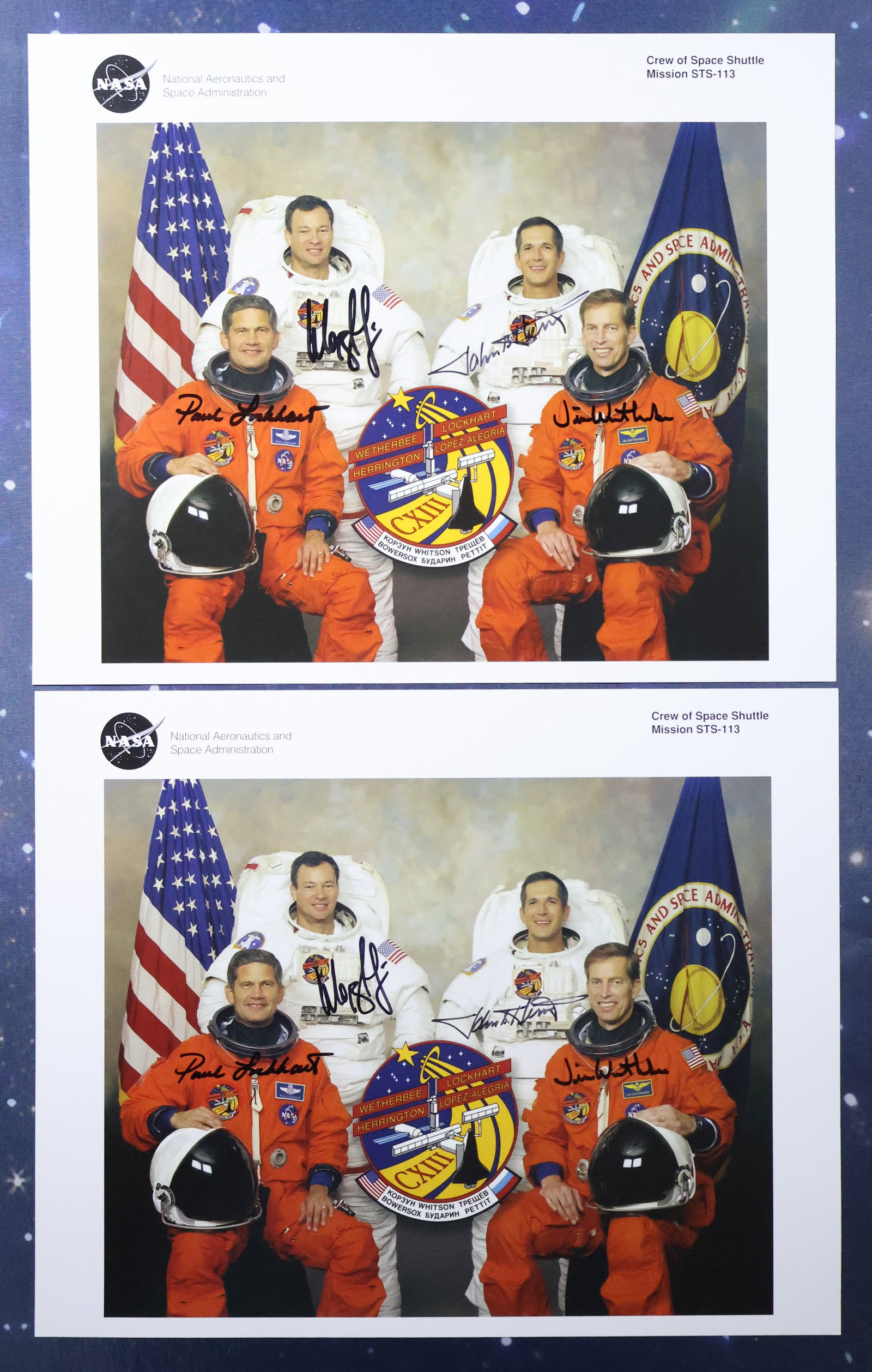 2 - STS-113 Full Crew Signed Lithographs (1 of 2)