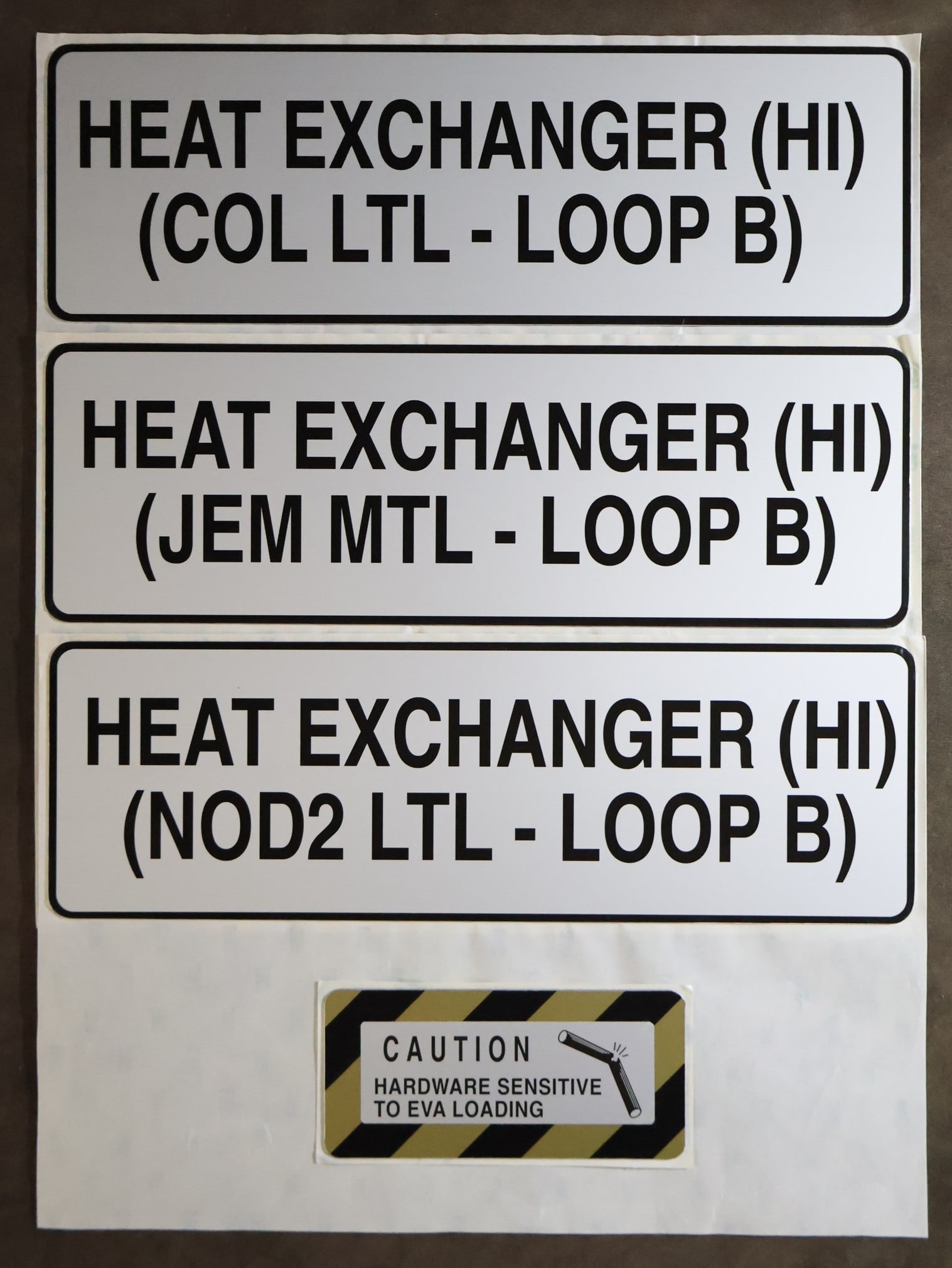 Heavy Metal Space Shuttle Equipment Signs (1 of 1)