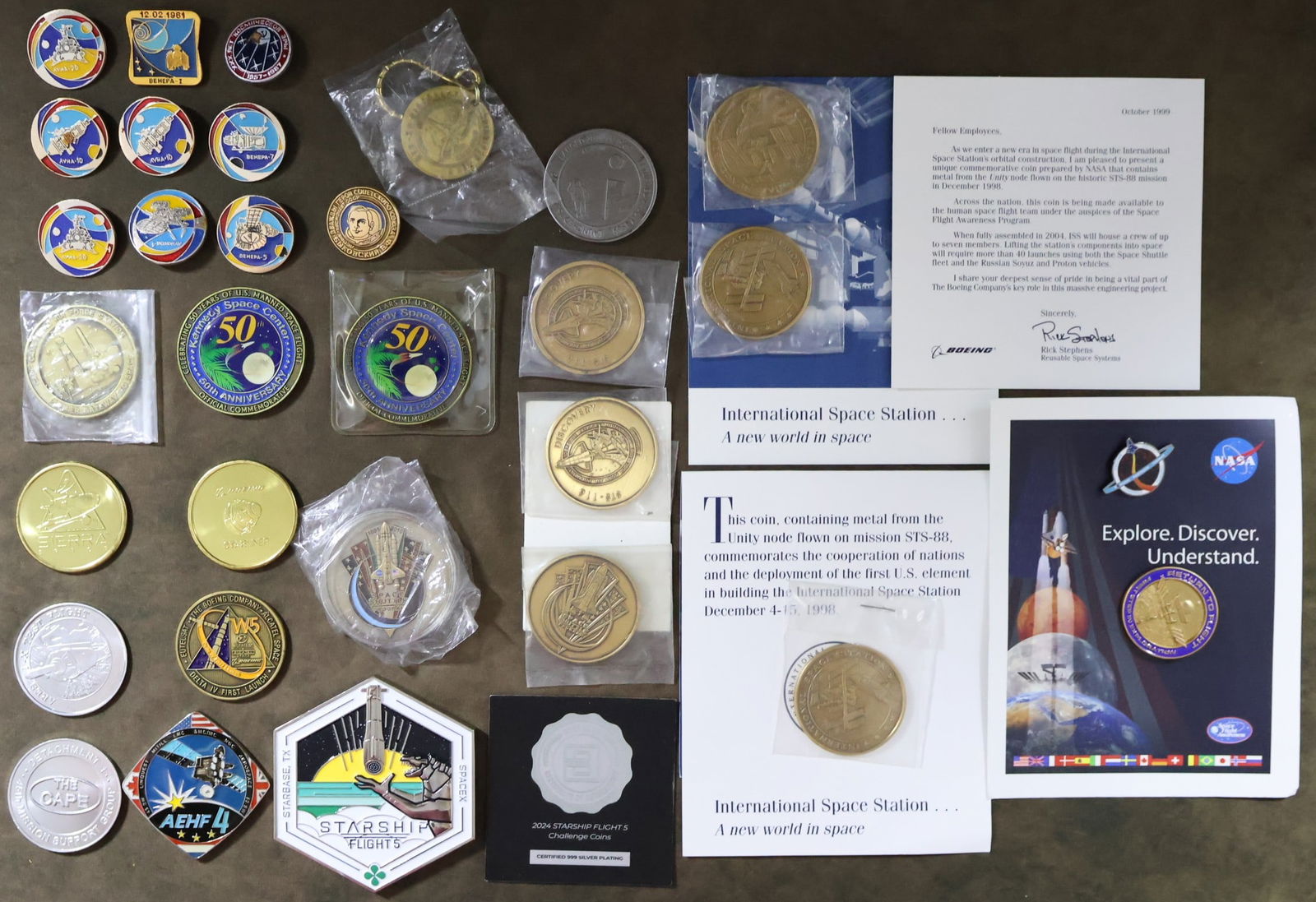Flown Metal Coins, Commemorative Coins & Soviet Pins (1 of 2)