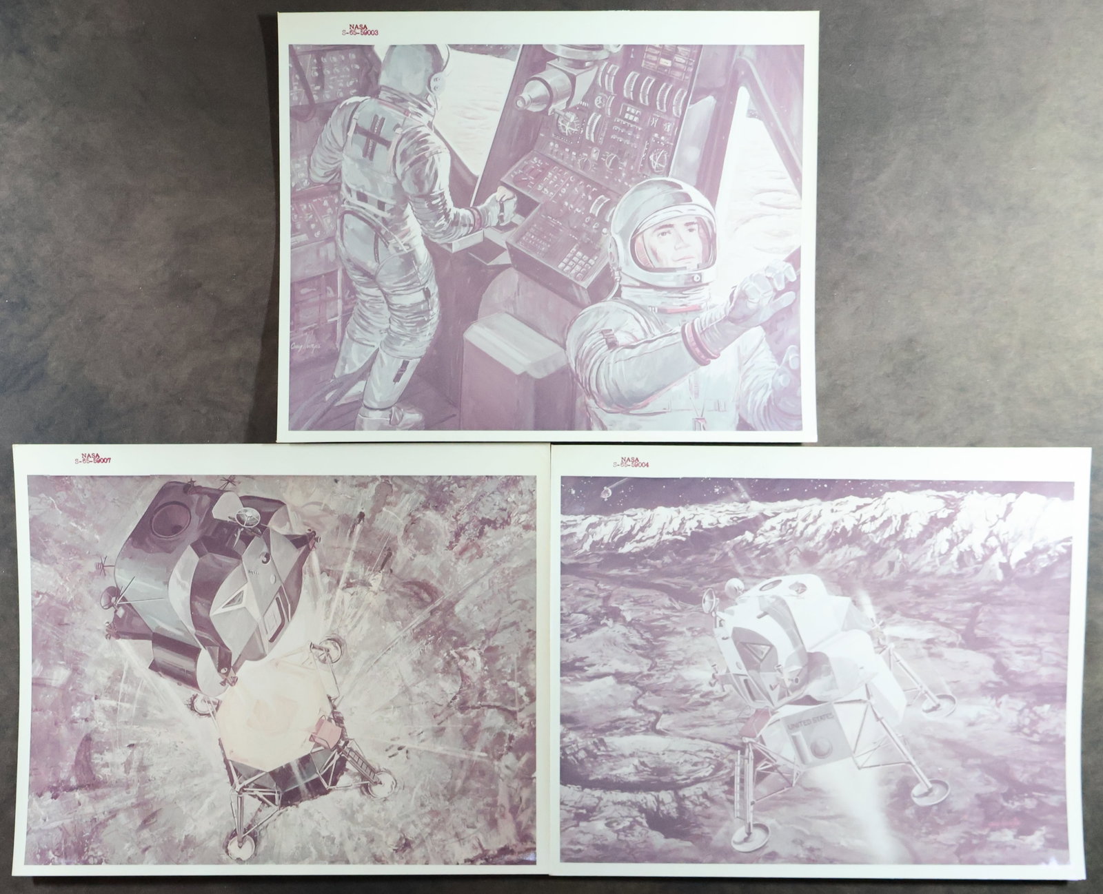 3 - Very Rare Grumman Lunar Module NASA Red Numbered Photographs (1 of 2)