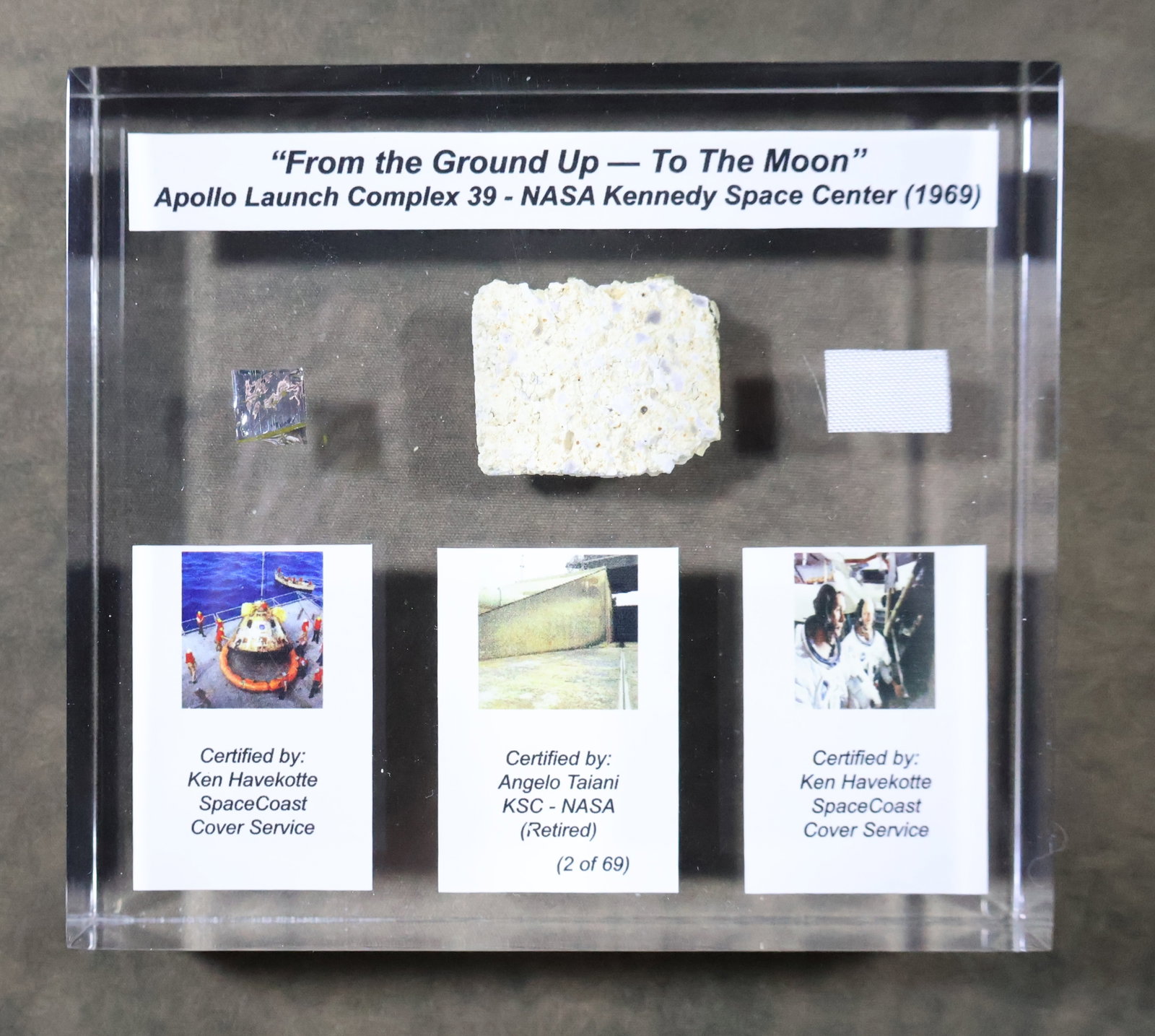 Apollo Era Flown Fragments Lucite Display - 3