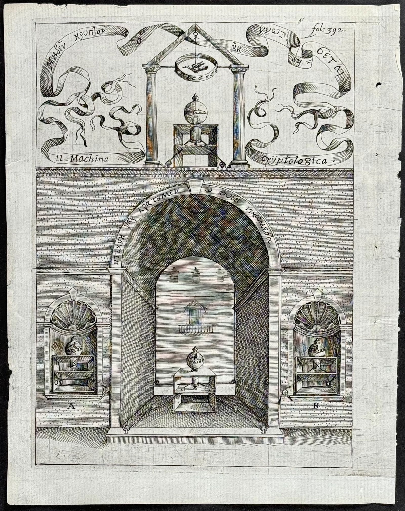 Kircher, pub. 1641 - Magnetism Devices (Machina Cryptologica). 392 (1 of 1)