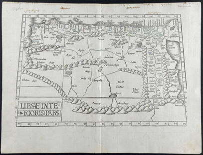 Ptolemy, Fries, pub. 1535 - Map of Northern Africa and Egypt: This important historic map is from Geographicae enarrationis libri octo Ex Bilibaldi Pirckeymheri tralatione, fed ad Graeca & prisca exemplaria.... The work was published in 1535 in Lyon after Lorenz