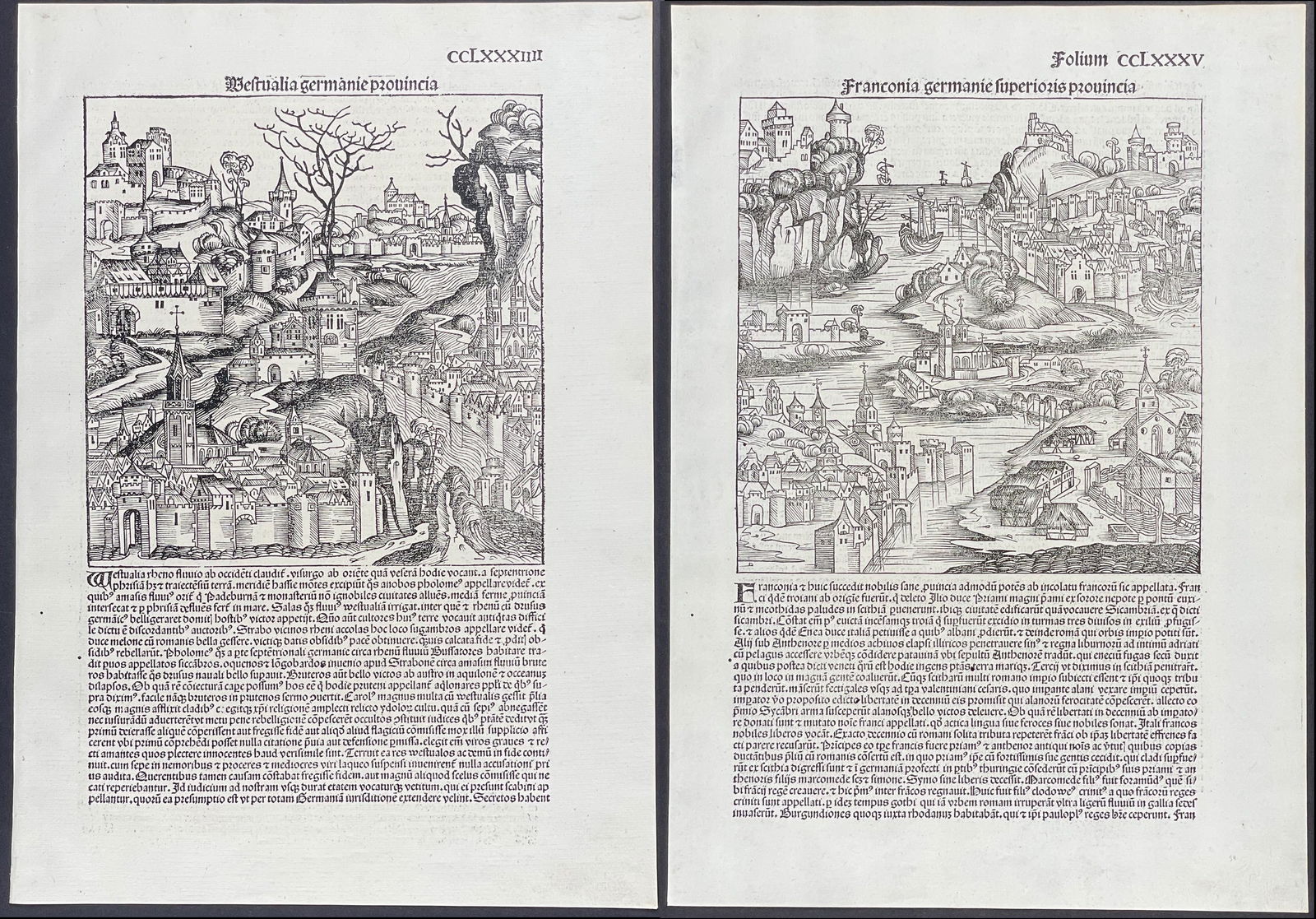 Schedel, pub. 1493 - Pair of Engravings of German Towns (1 of 4)