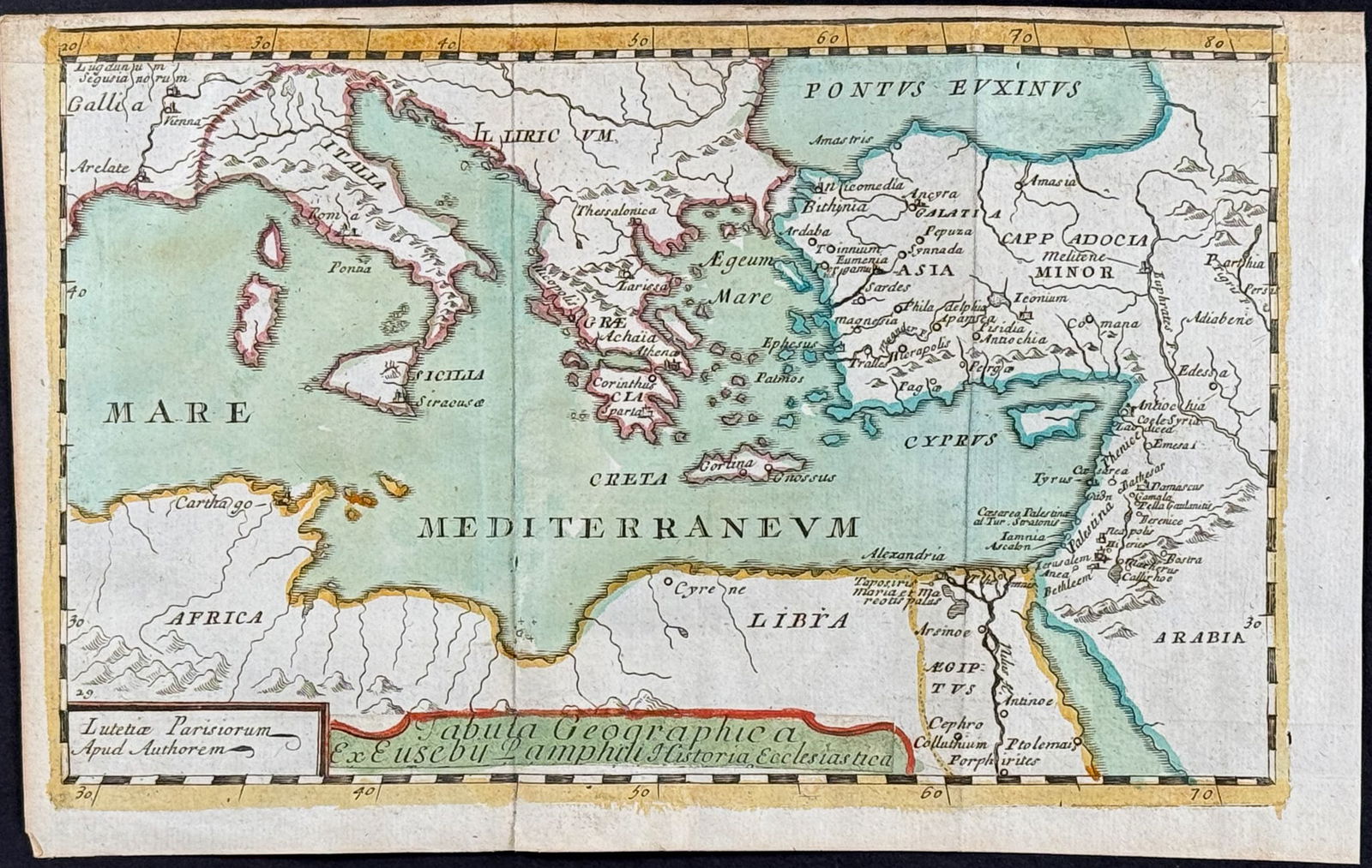 Duval - Map of the Mediterranean Sea with Surrounding borders of Europe, Asia, and Africa (1 of 1)