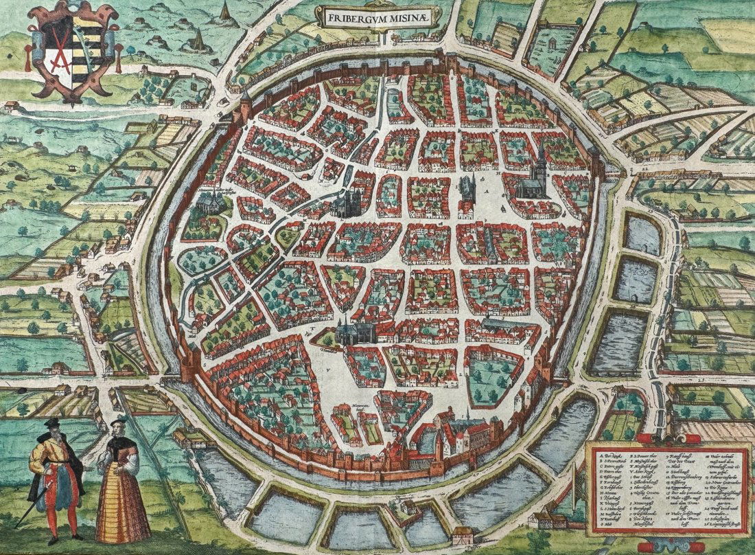 Braun & Hogenberg, pub. 1575 - View of Fribourg, Germany (1 of 2)