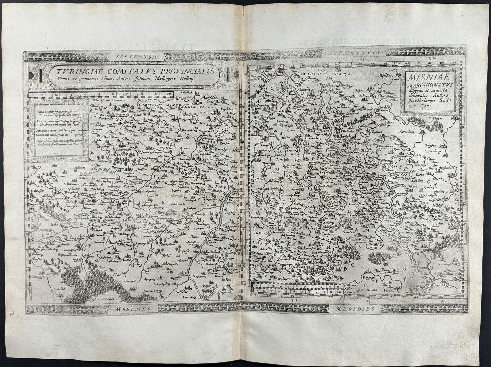 De Jode, pub. 1593 - Maps of Th?ringen & Meissen, Germany (Turingiae Comitatus Provincialis & (1 of 2)