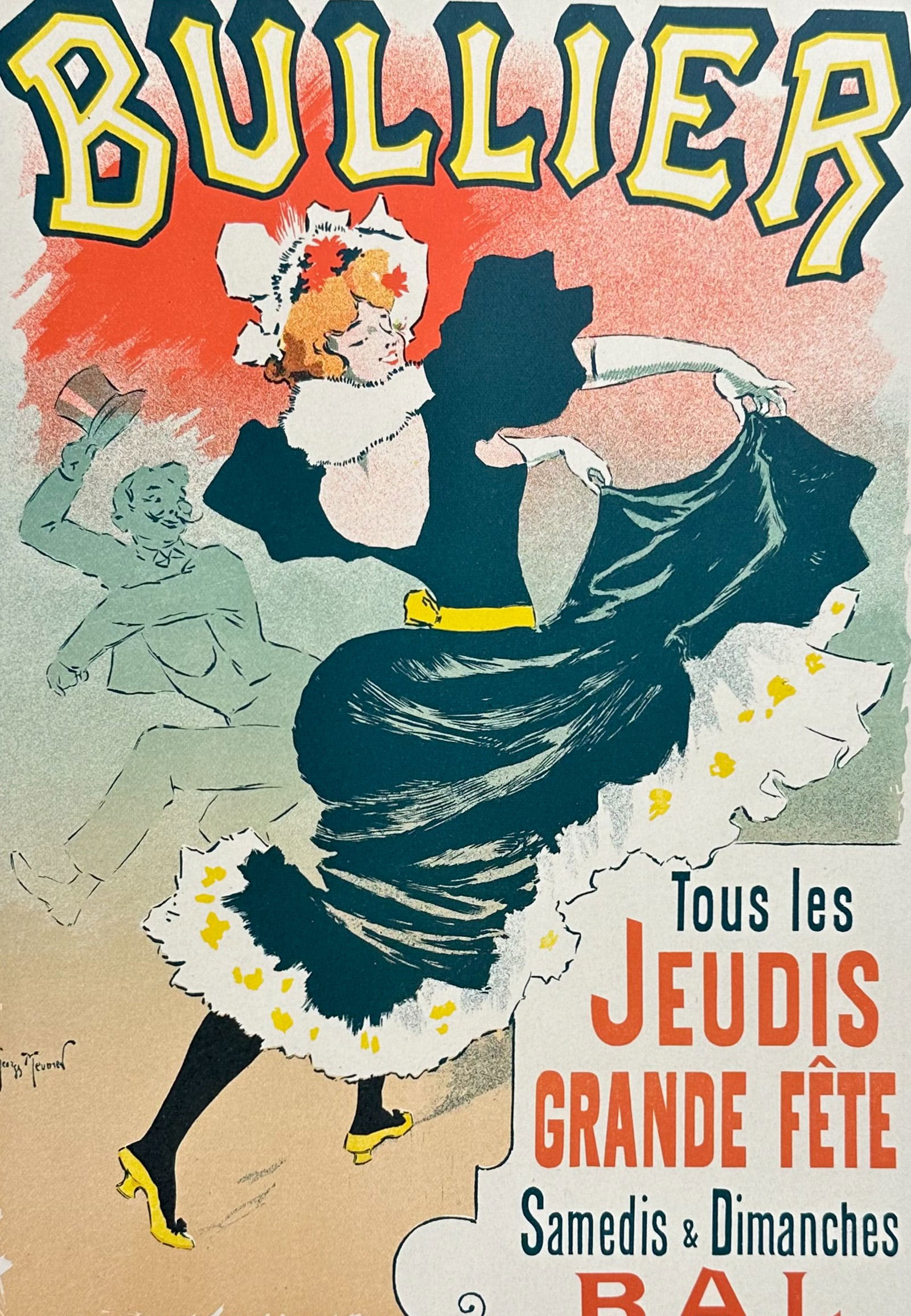 Maitres Affiches by Meunier - Bal Bullier. 147: This first edition, folio lithograph after a poster is from Les Maitres de l'Affiche. The work was published by Imprimerie Chaix under the direction of Jules Cheret in Paris between 1896 and 1900. The