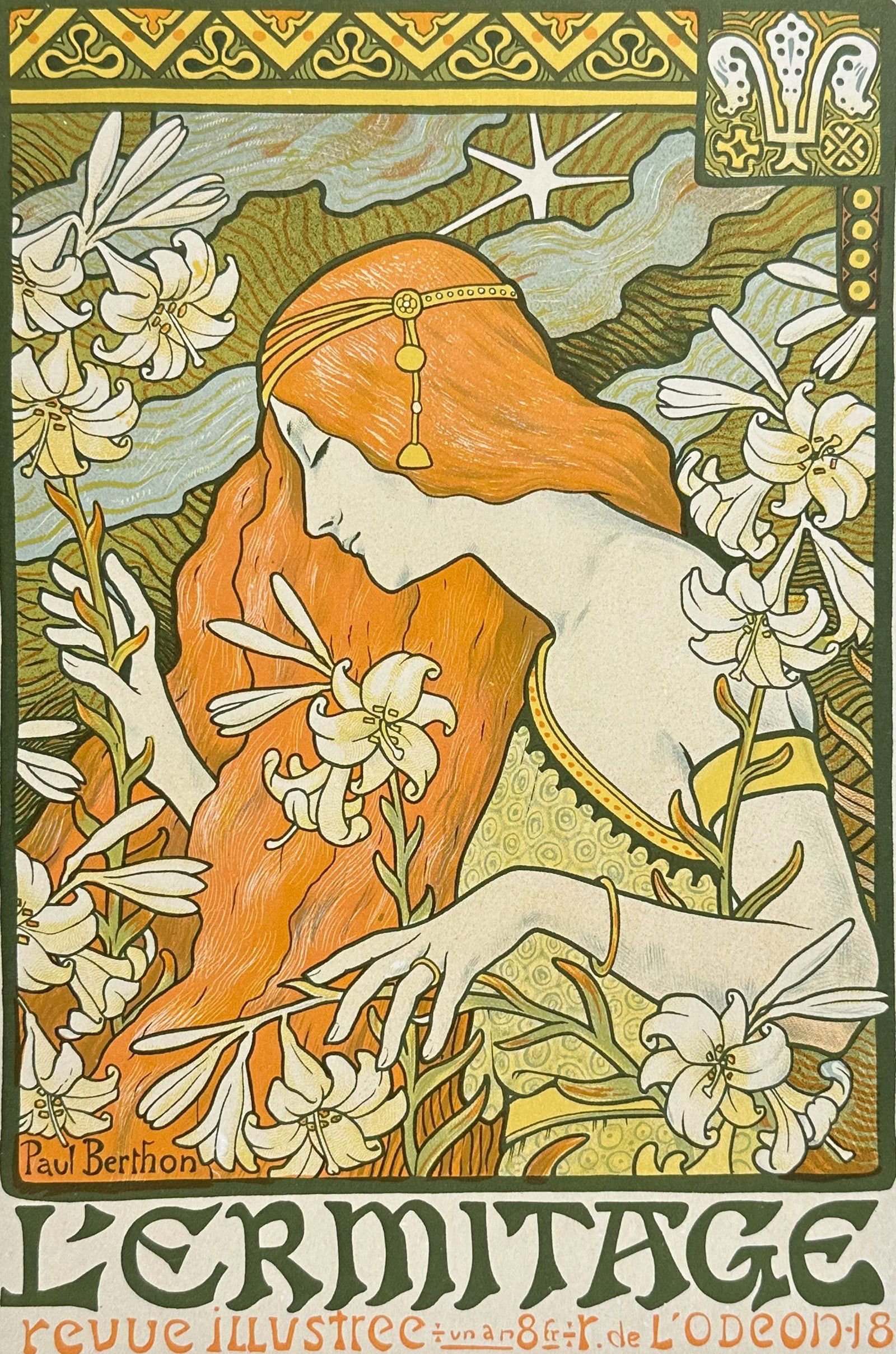 Maitres Affiches by Berthon - L'Ermitage. 227: This first edition, folio lithograph after a poster is from Les Maitres de l'Affiche. The work was published by Imprimerie Chaix under the direction of Jules Cheret in Paris between 1896 and 1900. The