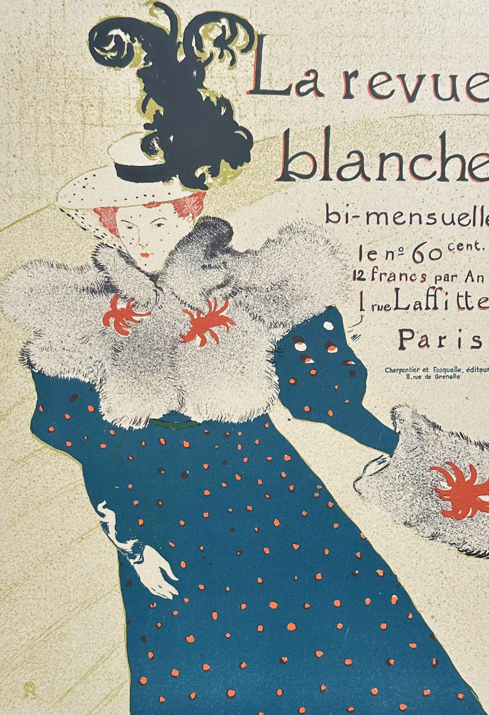 Maitres Affiches by Toulouse-Lautrec - La Revue Blanche. 82: This first edition, folio lithograph after a poster is from Les Maitres de l'Affiche. The work was published by Imprimerie Chaix under the direction of Jules Cheret in Paris between 1896 and 1900. The