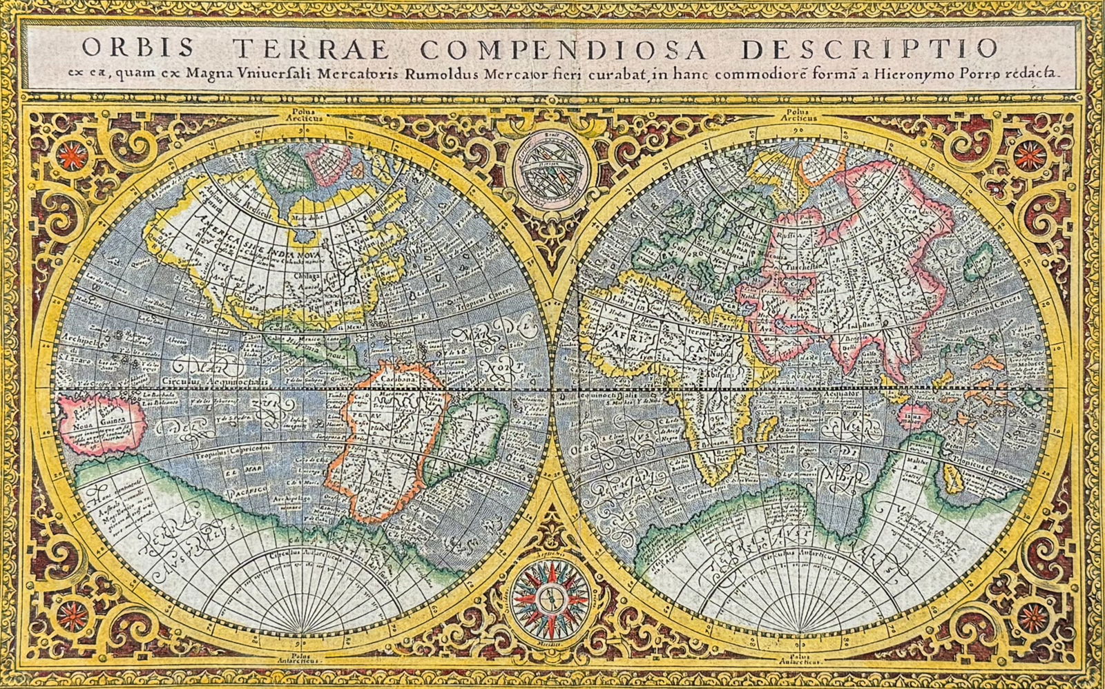 Ptolemy & Magini, pub. 1620 - Double Hemisphere Map of the World (1 of 2)