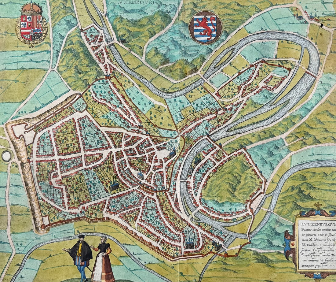 Braun & Hogenberg, pub. 1575 - View of Luxembourg (1 of 2)