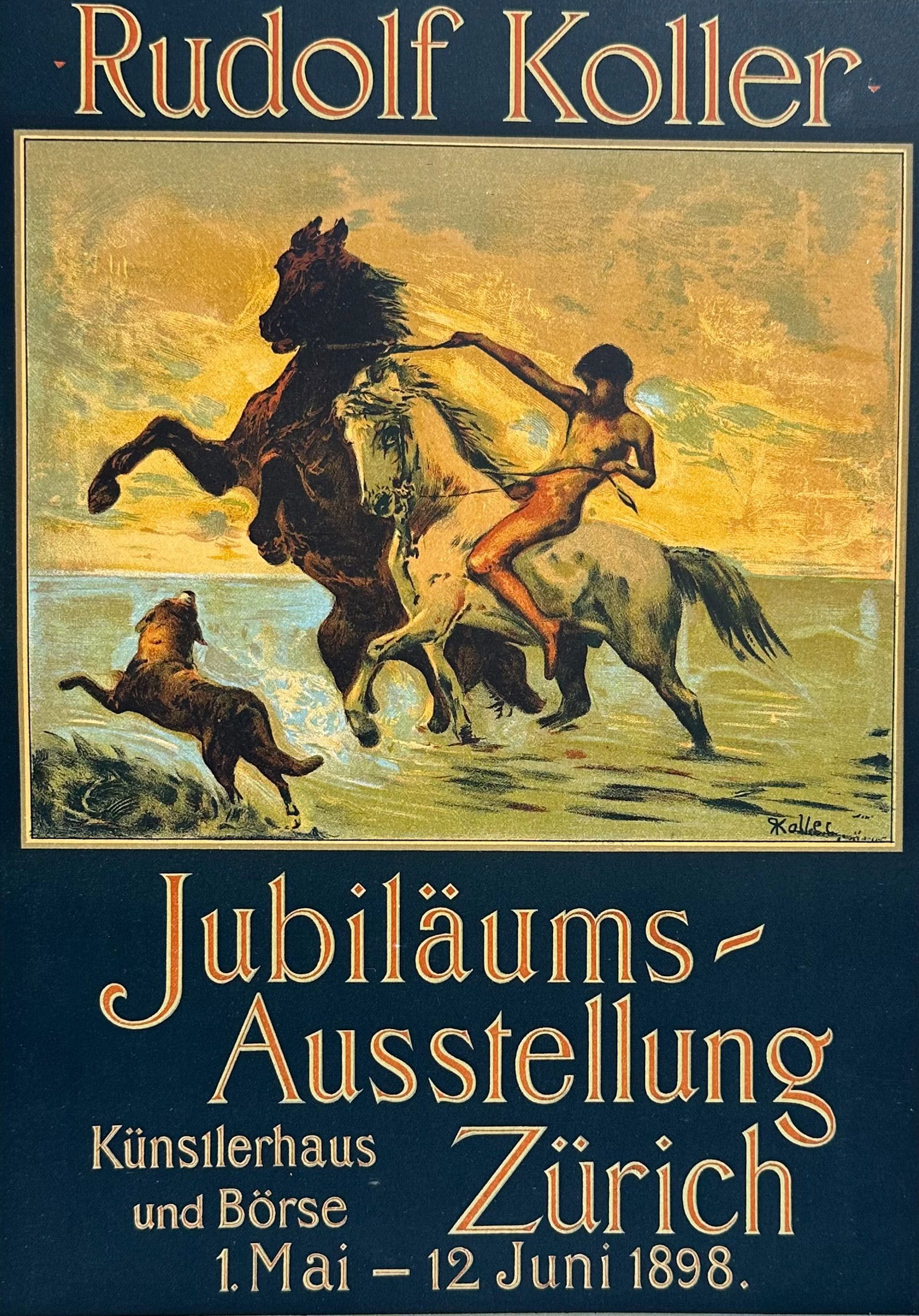 Maitres Affiches by Koller - Jubilaums Ausstellung. 188: This first edition, folio lithograph after a poster is from Les Maitres de l'Affiche. The work was published by Imprimerie Chaix under the direction of Jules Cheret in Paris between 1896 and 1900. The
