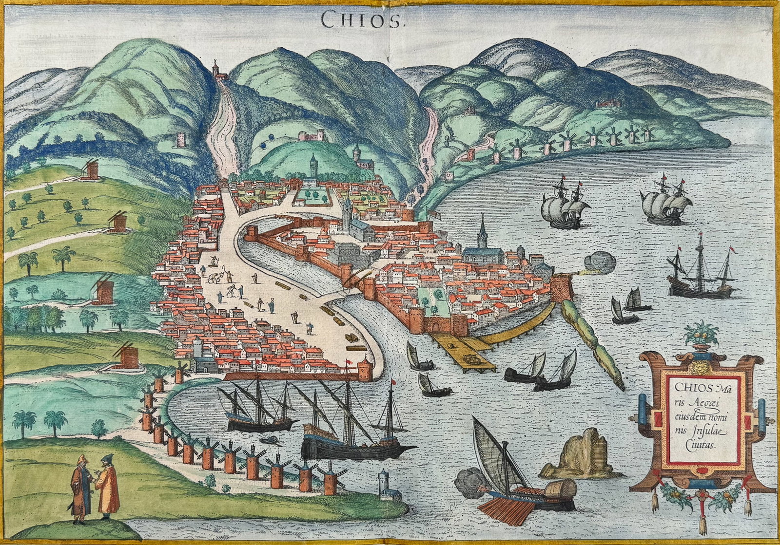 Braun & Hogenberg, pub. 1575 - View of Chios, Greece (1 of 2)