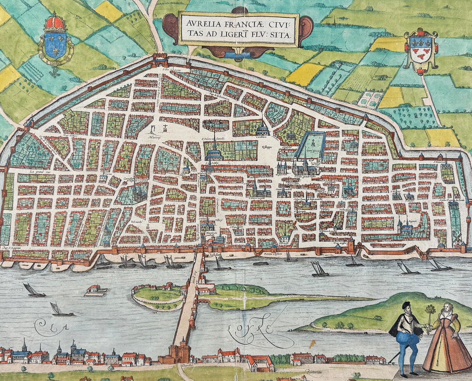 Braun & Hogenberg, pub. 1575 - View of Orleans, France (1 of 2)