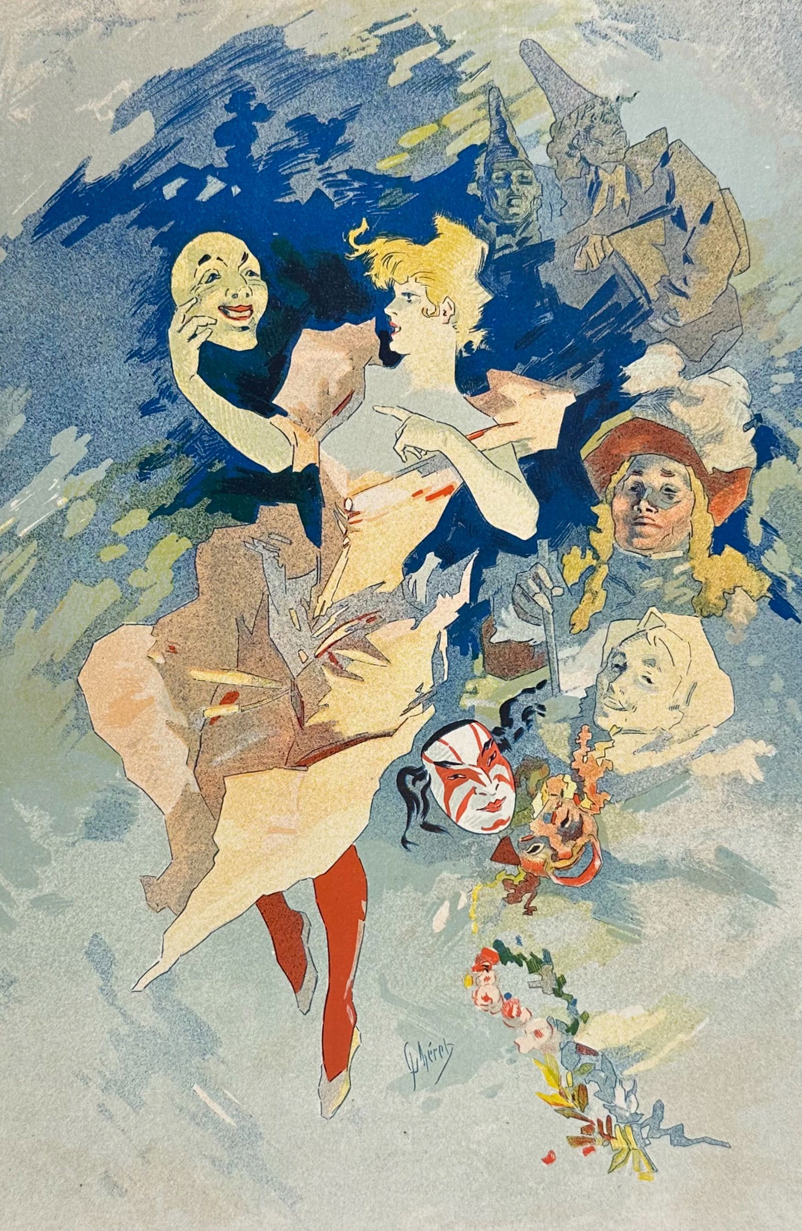 Maitres Affiches by Cheret - Four Arts. 205: This first edition, folio lithograph after a poster is from Les Maitres de l'Affiche. The work was published by Imprimerie Chaix under the direction of Jules Cheret in Paris between 1896 and 1900. The