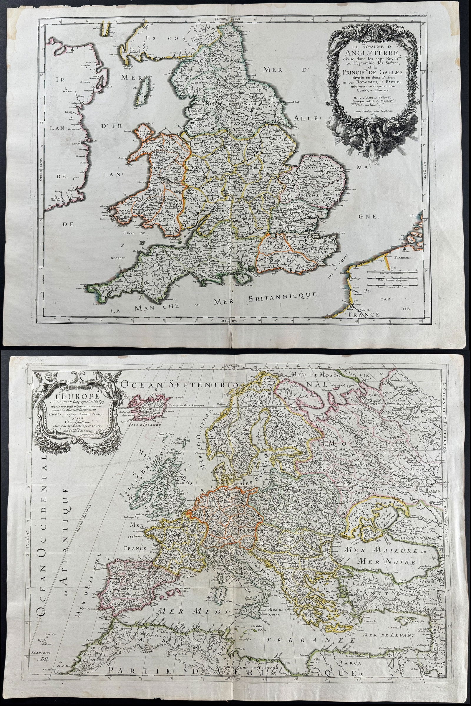 Sanson - Pair of Maps of Europe & England (1 of 3)