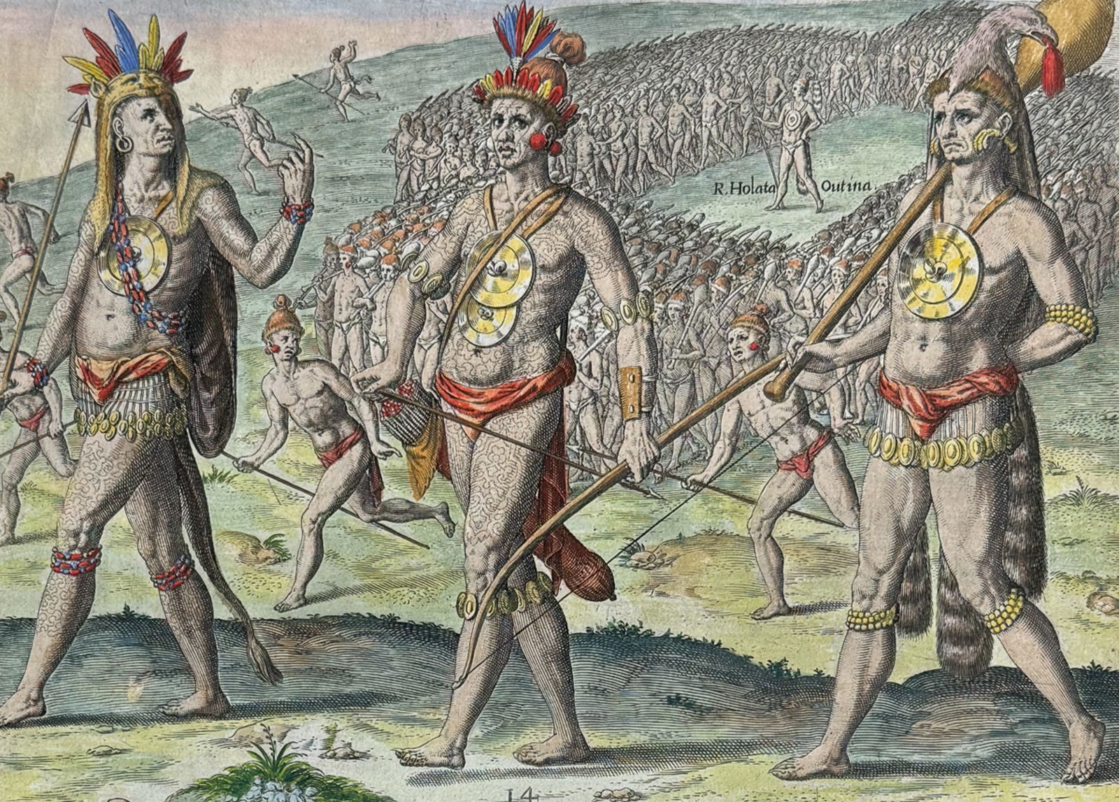 De Bry - Florida - Order of march observed by Outina on a military expedition (1 of 2)