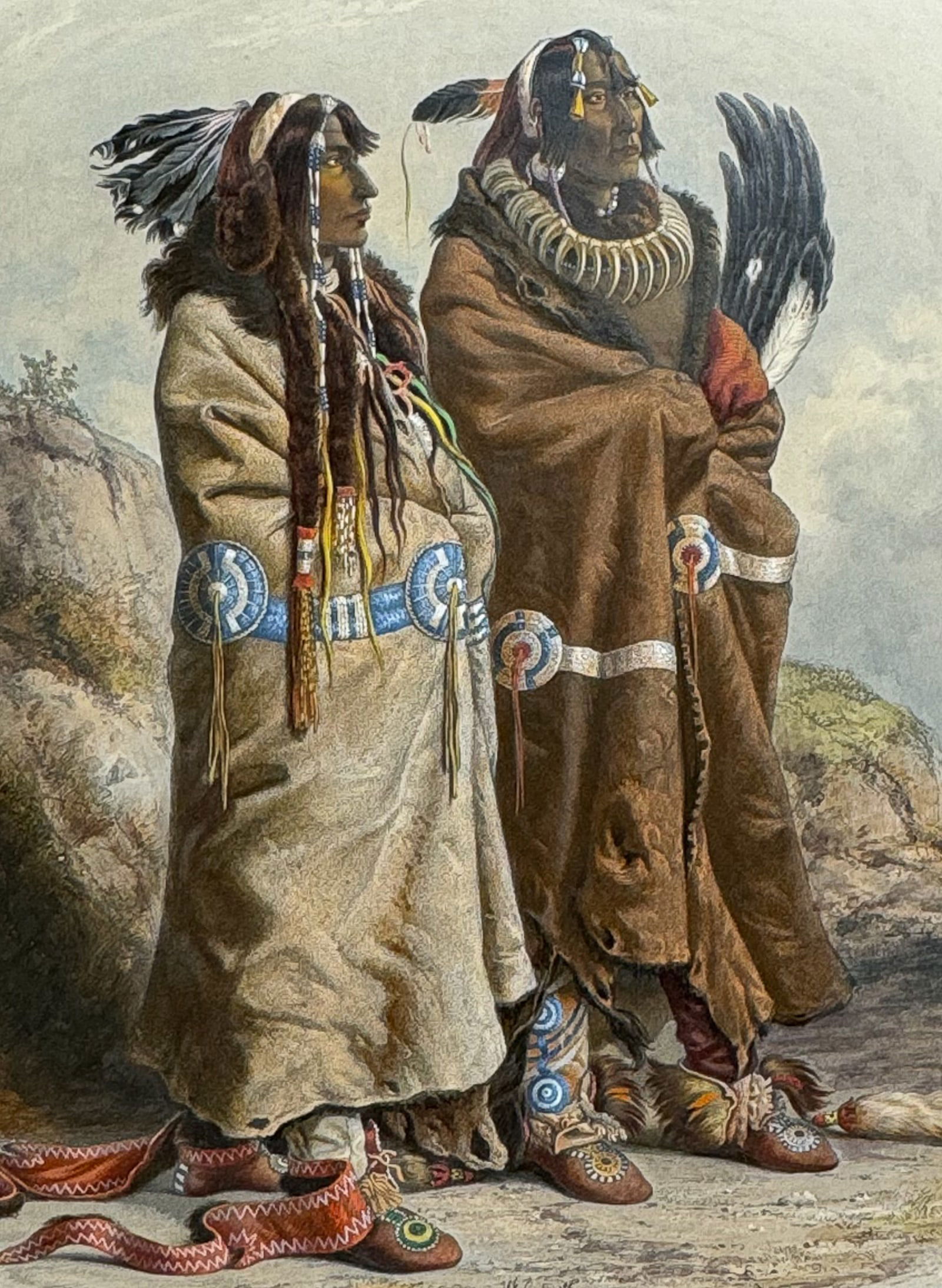 Karl Bodmer - Sih-Chida and Mahchsi-Karehde, Mandan Indians. 20 (1 of 2)