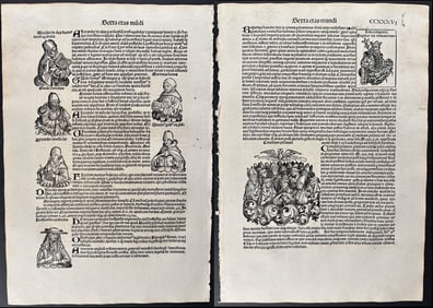 Schedel, pub. 1493 - 6 Pages of Engravings of Historic or Religious People