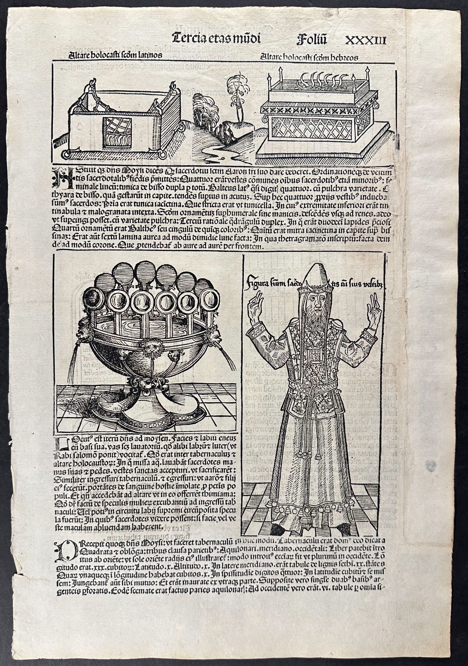 Schedel, pub. 1493 - Ten Commandments, Burning Altar, Fountain (1 of 2)