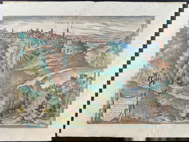 Braun & Hogenberg, pub. 1575 - View of Tivoli, Italy