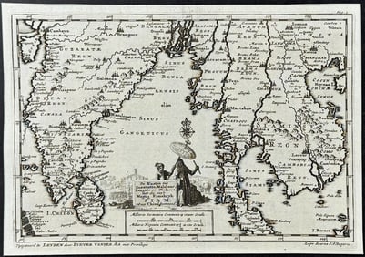 Van Der Aa - Map of India, Ceylon (Sri Lanka), Siam (Explorer: Lopo Soares d' Albegeria)