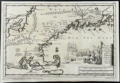 Van Der Aa - Captain John Smith's Map of New England, America