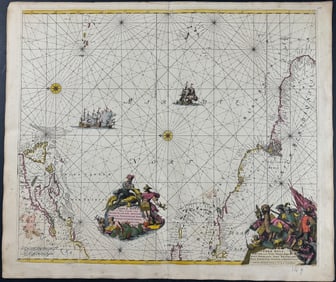 De Wit - Chart of the Atlantic Ocean with New England, part of West Indies, Guiana and Brasil