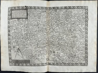 De Jode, Rare, pub. 1593 - Map of Switzerland (Tractus Rhenanus multos olim Romanos labores peperit