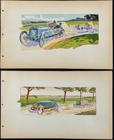 Montaut - Pair of Racing Car Pochoirs