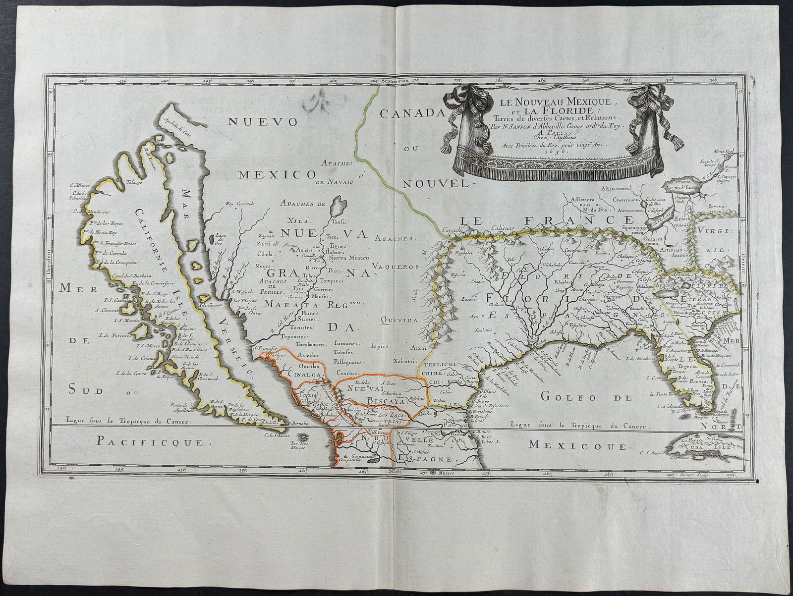 Sanson - Map of America with California, Florida, Mexico, and Viriginia named (Le Nouveau Mexique, (1 of 1)