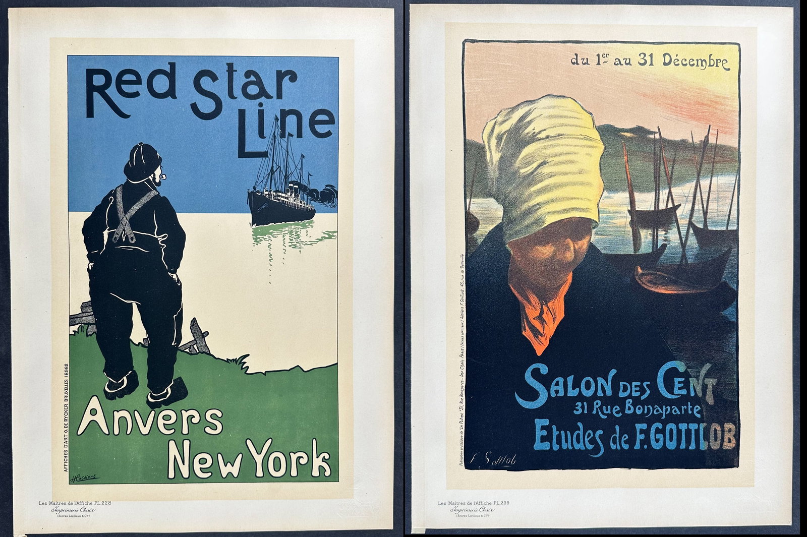 Maitres Affiches - 16 Poster Lithographs: This first edition, folio lithograph after a poster is from Les Maitres de l'Affiche. The work was published by Imprimerie Chaix under the direction of Jules Cheret in Paris between 1896 and 1900. The