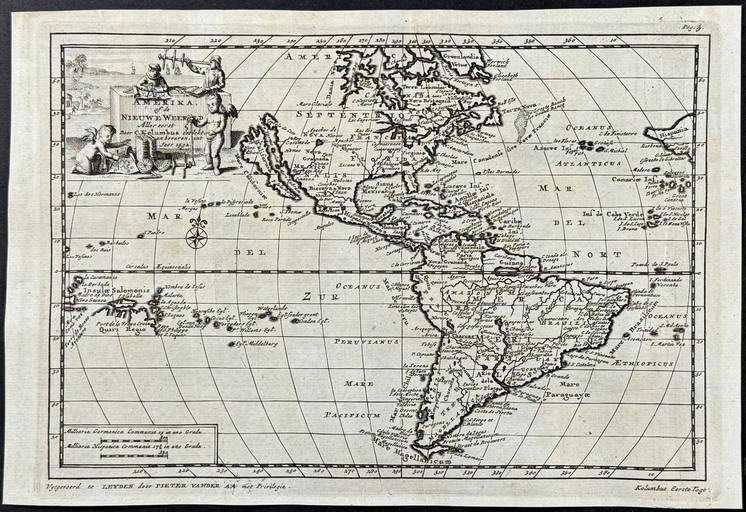 Van Der Aa Explorer Christopher Columbus Map Of The Americas With