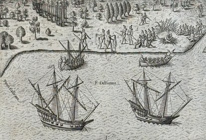 De Bry - Florida: French landing near St. Augustine