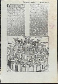Schedel, pub. 1493 - View of Jerusalem, Israel