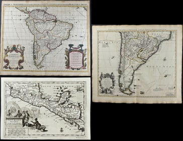 De Wit, De L'Isle, & Van der Aa - 3 Maps of South and Central America