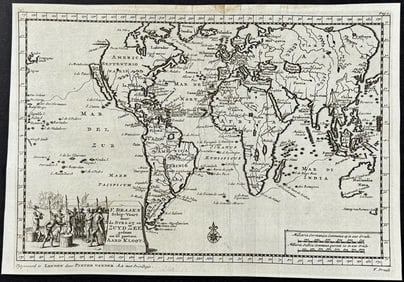 Van der Aa - Sir Francis Drake's Circumnavigation of the Globe: Map of the World with the Americas